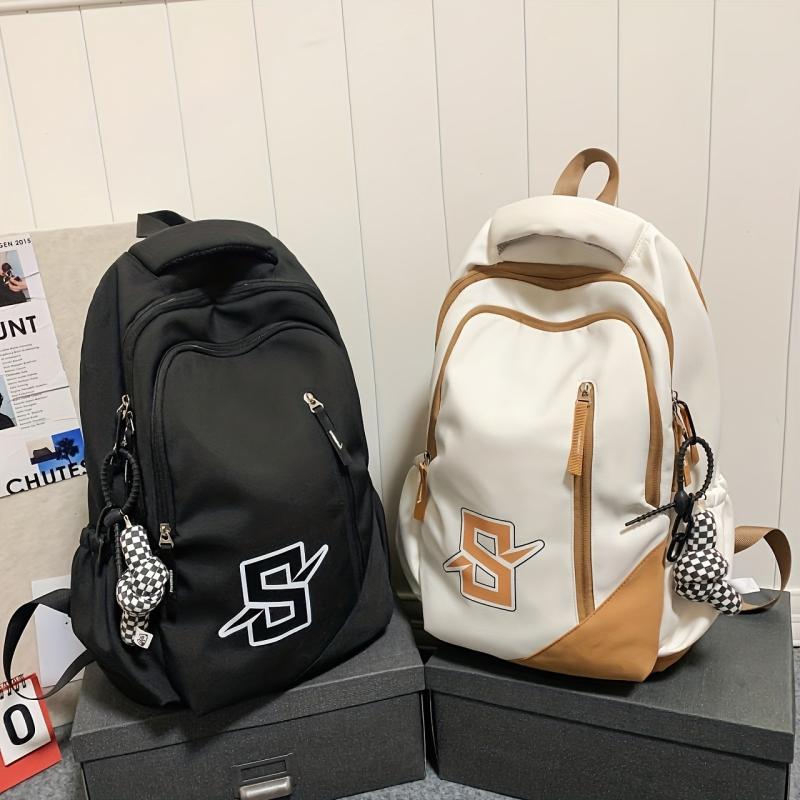 Colorblock Casual Zipper Backpack Large Capacity Rucksack