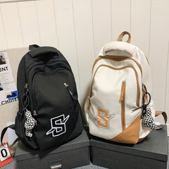 Colorblock Casual Zipper Backpack Large Capacity Rucksack