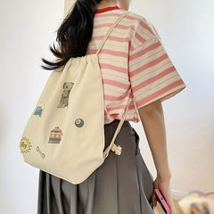 Cartoon Print Travel Backpack Lightweight School Bag Gym Backpack