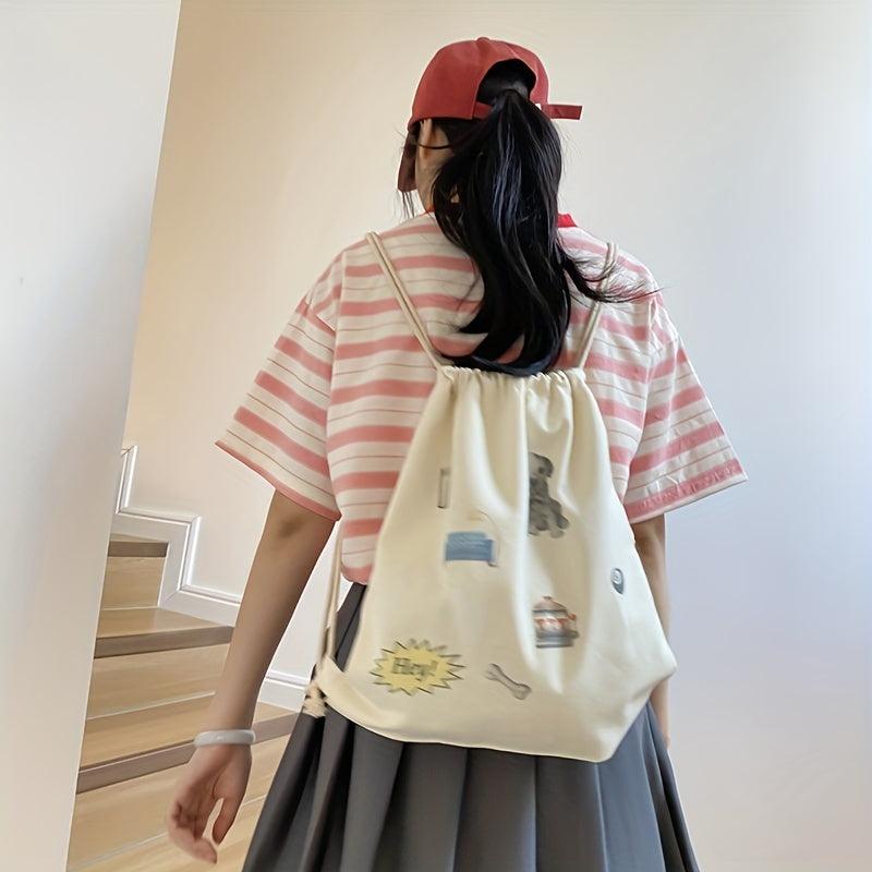 Cartoon Print Travel Backpack Lightweight School Bag Gym Backpack