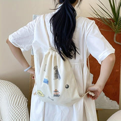 Cartoon Print Travel Backpack Lightweight School Bag Gym Backpack