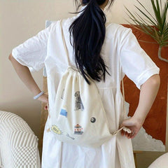Cartoon Print Travel Backpack Lightweight School Bag Gym Backpack