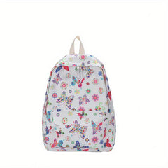 Vintage Flower & Butterfly Pattern Backpack Zipper School Bag