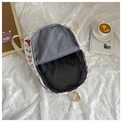 Vintage Flower & Butterfly Pattern Backpack Zipper School Bag