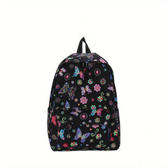 Vintage Flower & Butterfly Pattern Backpack Zipper School Bag