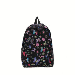 Vintage Flower & Butterfly Pattern Backpack Zipper School Bag
