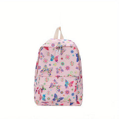 Vintage Flower & Butterfly Pattern Backpack Zipper School Bag