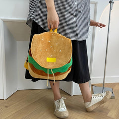 Fluffy Hamburger Backpack Purse Drawstring Bag