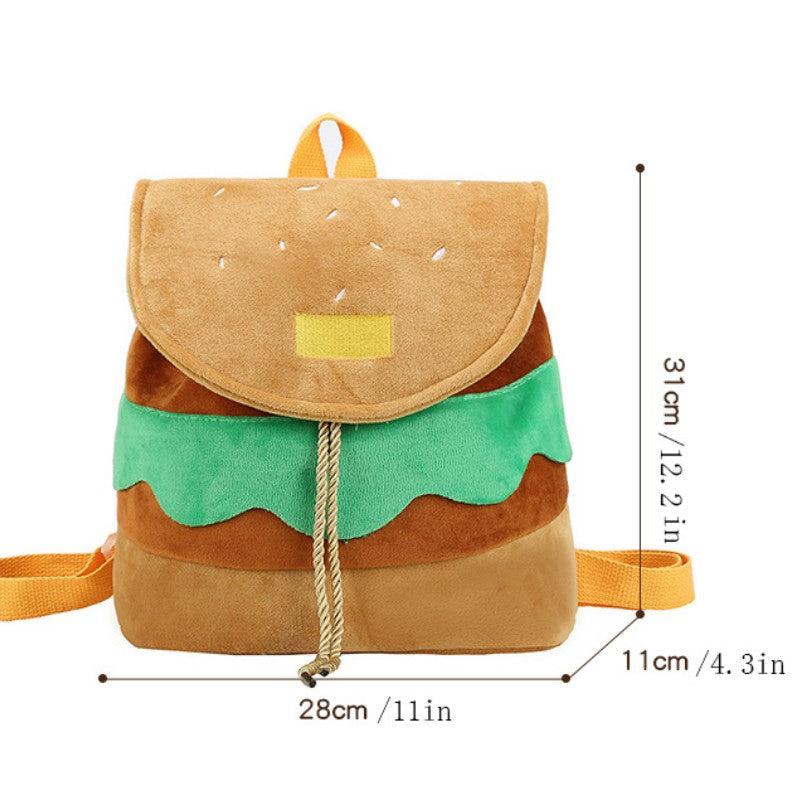 Fluffy Hamburger Backpack Purse Drawstring Bag