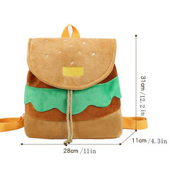 Fluffy Hamburger Backpack Purse Drawstring Bag