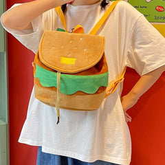 Fluffy Hamburger Backpack Purse Drawstring Bag