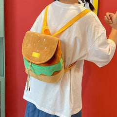Fluffy Hamburger Backpack Purse Drawstring Bag