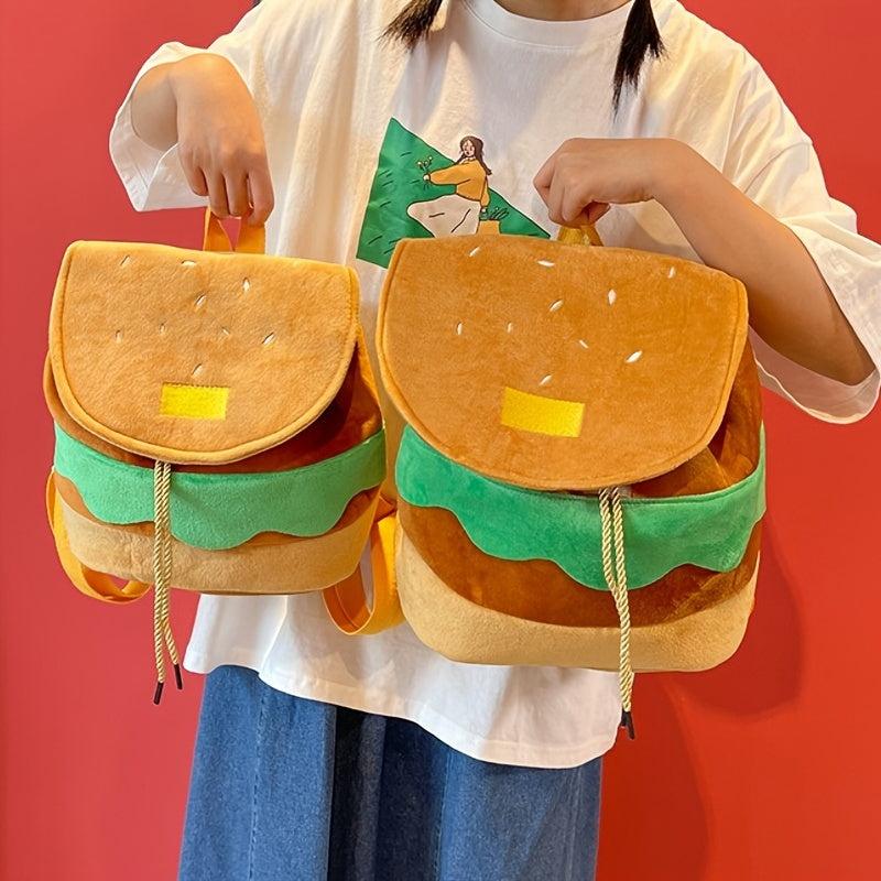 Fluffy Hamburger Backpack Purse Drawstring Bag