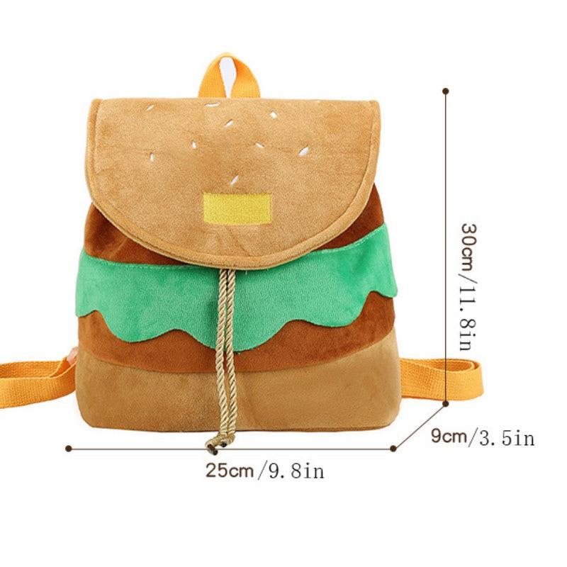 Fluffy Hamburger Backpack Purse Drawstring Bag