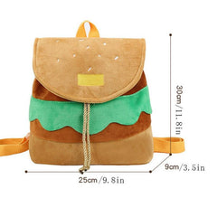 Fluffy Hamburger Backpack Purse Drawstring Bag