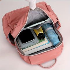 Solid Backpack With Coin Purse Nylon Travel School Bag Women's Daypack