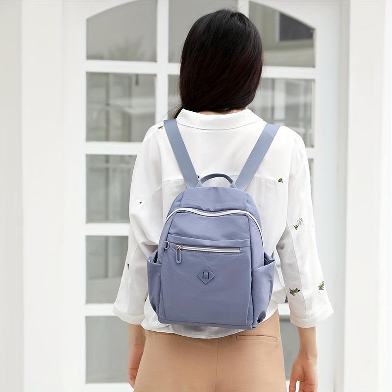 Solid Backpack With Coin Purse Nylon Travel School Bag Women's Daypack
