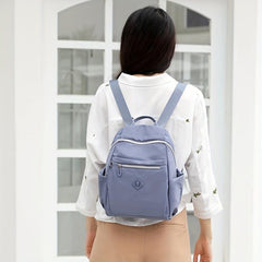 Solid Backpack With Coin Purse Nylon Travel School Bag Women's Daypack