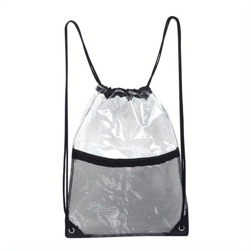 Large Capacity Drawstring Backpack PVC Waterproof Lightweight Shoulder Bag