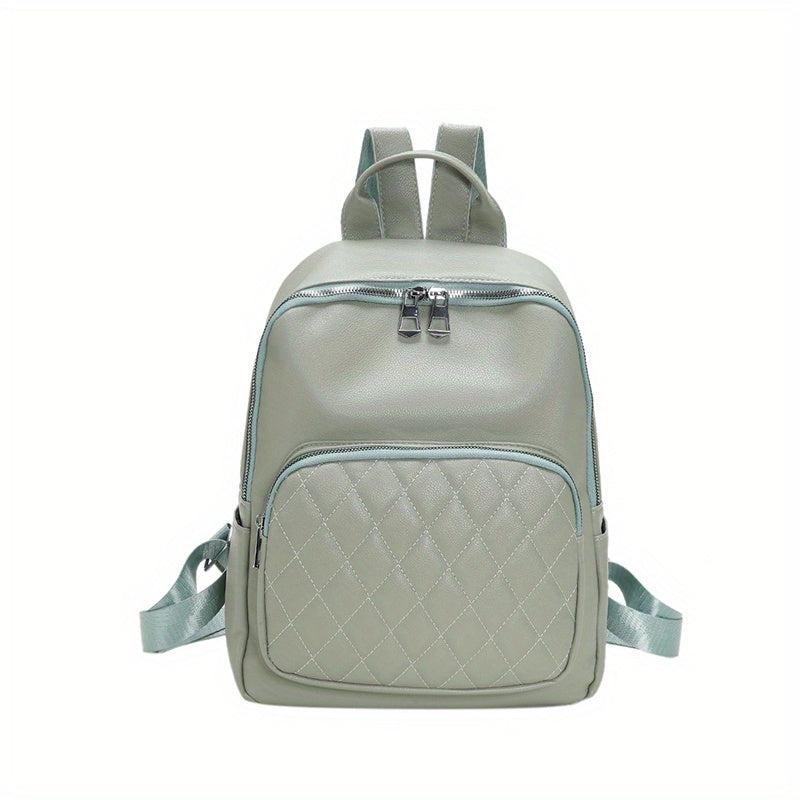 Argyle Quilted Detail Backpack Solid Travel School Bag