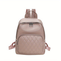 Argyle Quilted Detail Backpack Solid Travel School Bag
