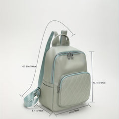 Argyle Quilted Detail Backpack Solid Travel School Bag