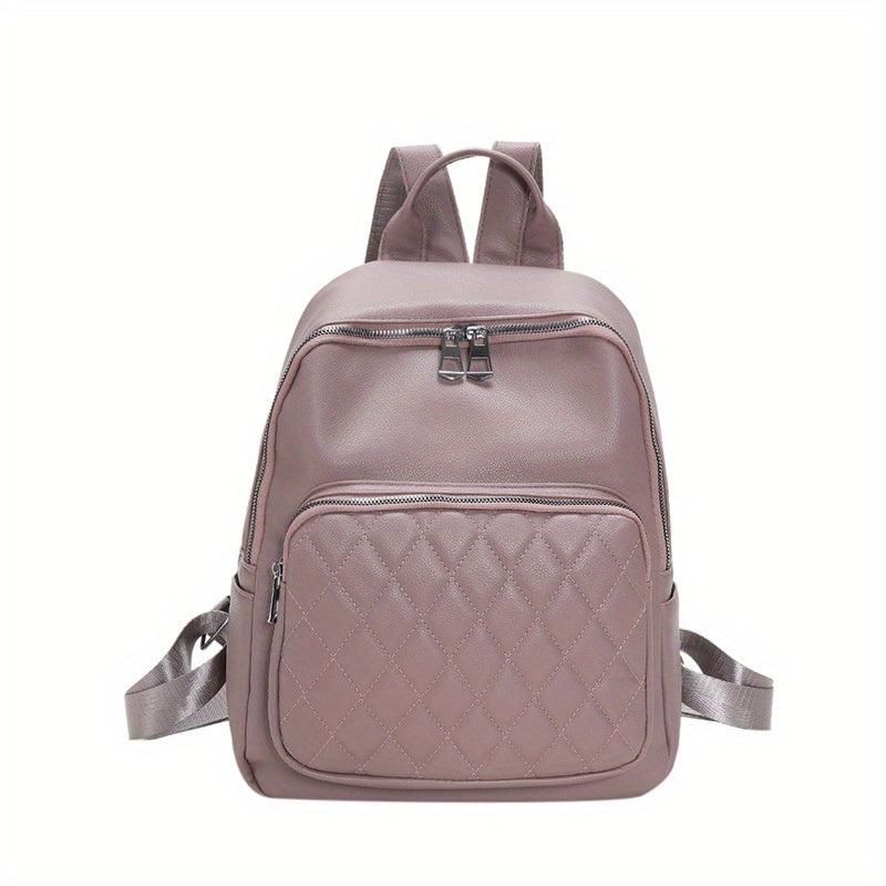 Argyle Quilted Detail Backpack Solid Travel School Bag