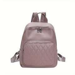 Argyle Quilted Detail Backpack Solid Travel School Bag
