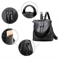Soft Zipper Backpack Women's Faux Leather Backpack