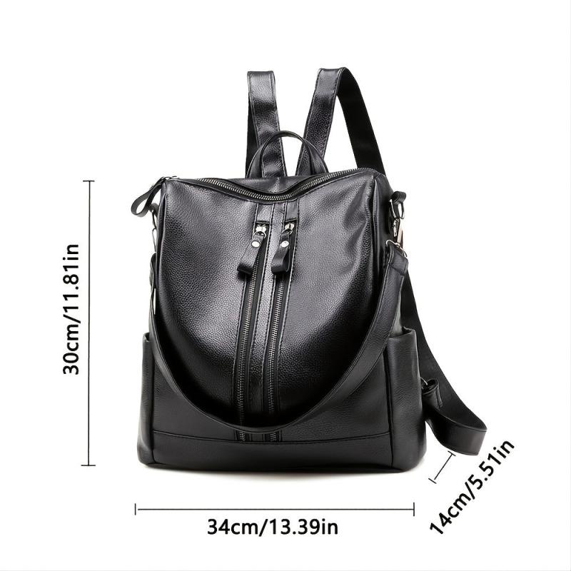 Soft Zipper Backpack Women's Faux Leather Backpack