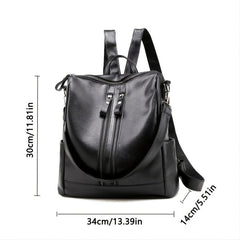 Soft Zipper Backpack Women's Faux Leather Backpack