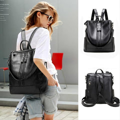 Soft Zipper Backpack Women's Faux Leather Backpack