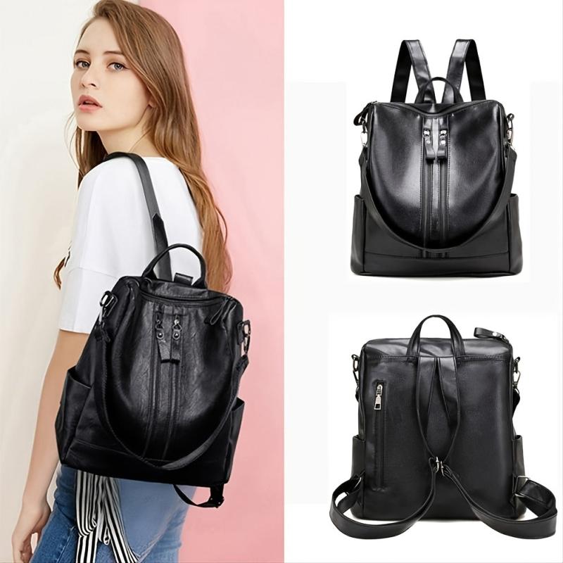 Soft Zipper Backpack Women's Faux Leather Backpack
