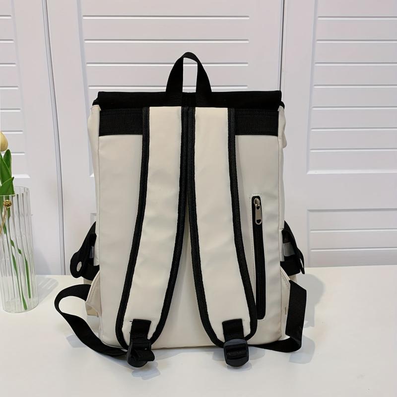 Casual Colorblock Backpack School Flap Daypack All Match Book Bag