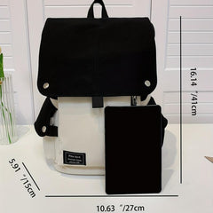 Casual Colorblock Backpack School Flap Daypack All Match Book Bag