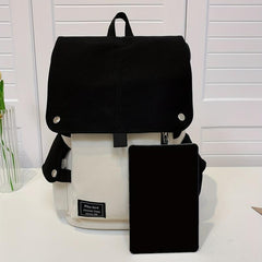 Casual Colorblock Backpack School Flap Daypack All Match Book Bag