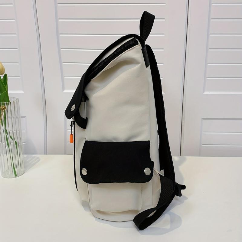 Casual Colorblock Backpack School Flap Daypack All Match Book Bag