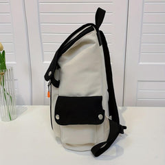 Casual Colorblock Backpack School Flap Daypack All Match Book Bag