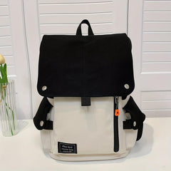 Casual Colorblock Backpack School Flap Daypack All Match Book Bag