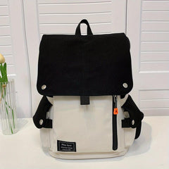 Casual Colorblock Backpack School Flap Daypack All Match Book Bag