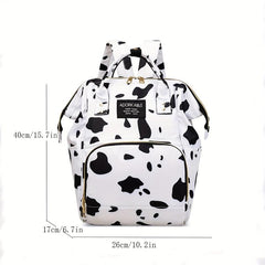 Cow Pattern Diaper Bag Top Handle Backpack Large Capacity