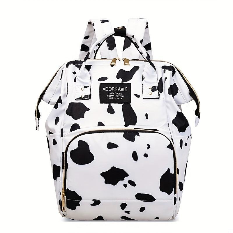 Cow Pattern Diaper Bag Top Handle Backpack Large Capacity