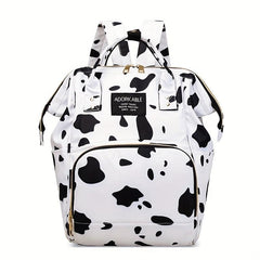 Cow Pattern Diaper Bag Top Handle Backpack Large Capacity