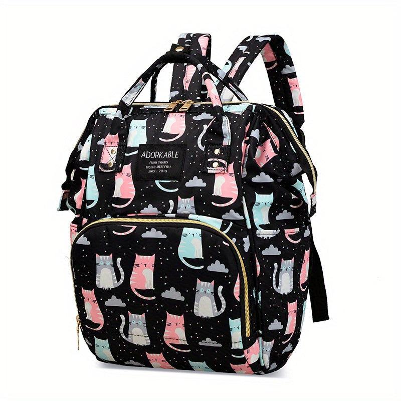 Cow Pattern Diaper Bag Top Handle Backpack Large Capacity