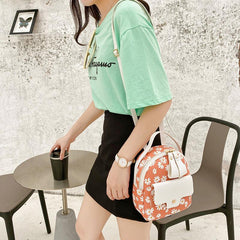 Daisy Print Backpack Faux Leather Daypack Convertible Crossbody Bag
