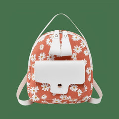 Daisy Print Backpack Faux Leather Daypack Convertible Crossbody Bag