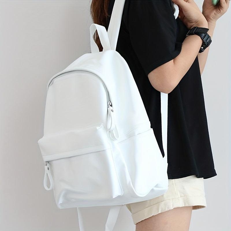 Solid Casual Backpack Zipper Multifunctional Storage Rucksack Women's Daypack