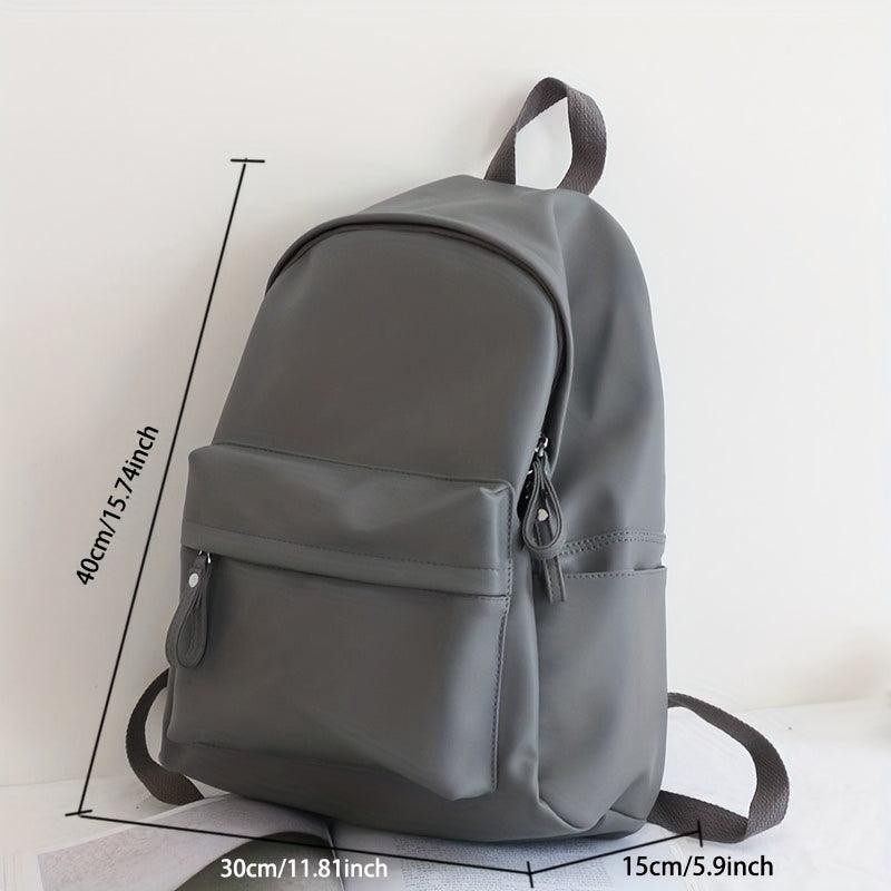 Solid Casual Backpack Zipper Multifunctional Storage Rucksack Women's Daypack