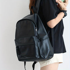 Solid Casual Backpack Zipper Multifunctional Storage Rucksack Women's Daypack