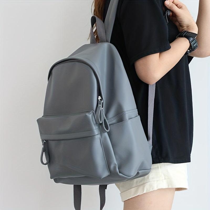 Solid Casual Backpack Zipper Multifunctional Storage Rucksack Women's Daypack